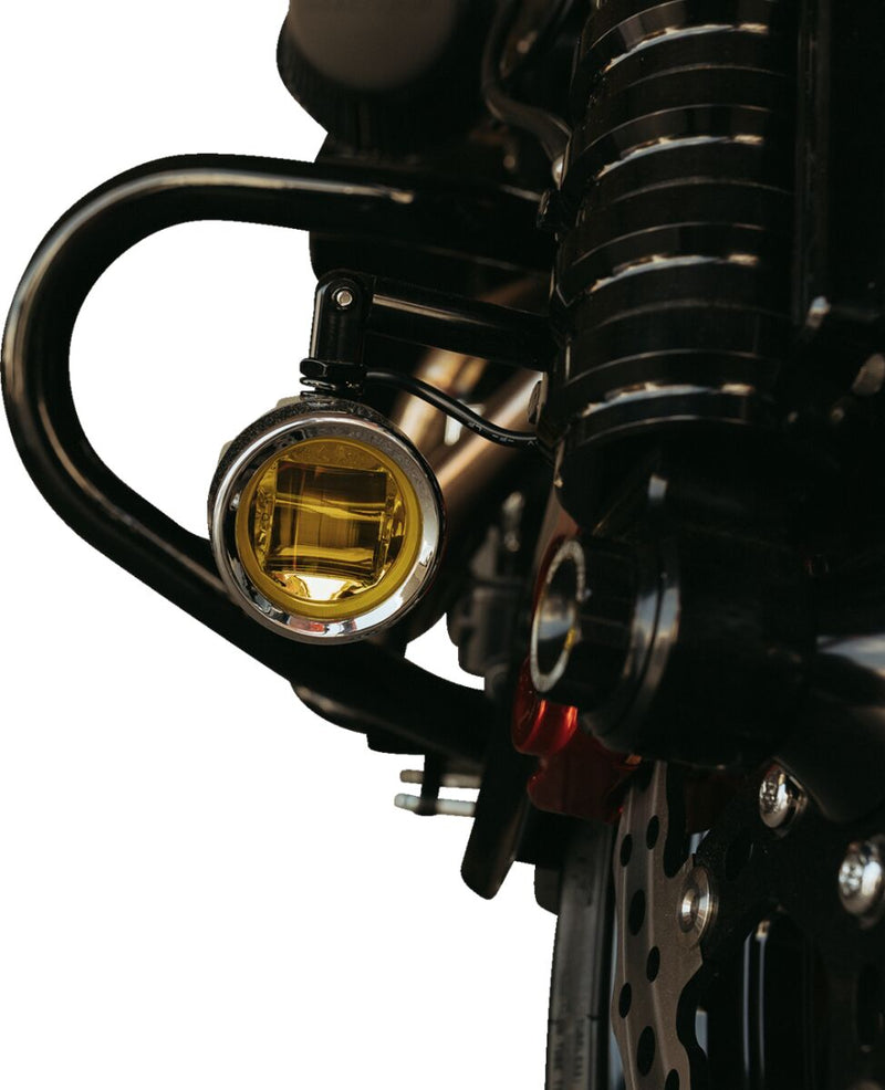 Custom Dynamics Chrome ProBeam Auxiliary LED Halo Fog Lamps w/Yellow Lens for 2014-2025 Harley-Davidson Touring Motorcycles