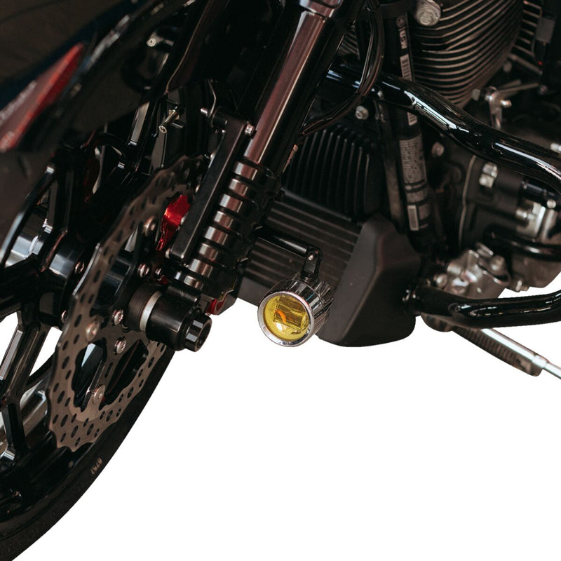 Custom Dynamics Chrome ProBeam Auxiliary LED Halo Fog Lamps w/Yellow Lens for 2014-2025 Harley-Davidson Touring Motorcycles