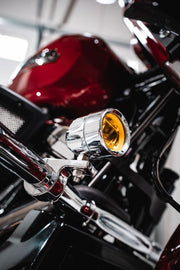Custom Dynamics Chrome ProBeam Auxiliary LED Halo Fog Lamps w/Yellow Lens for 2014-2025 Harley-Davidson Touring Motorcycles
