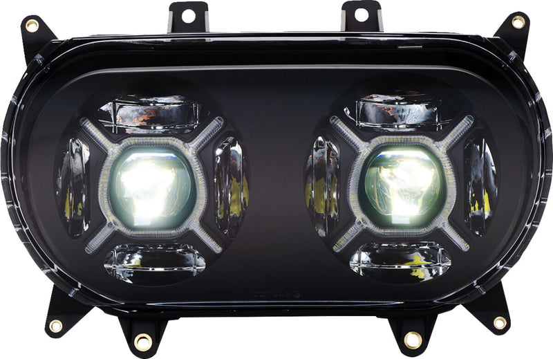 Custom Dynamics Black Double-X LED Headlight for 2015-2025 Harley-Davidson Touring Motorcycles