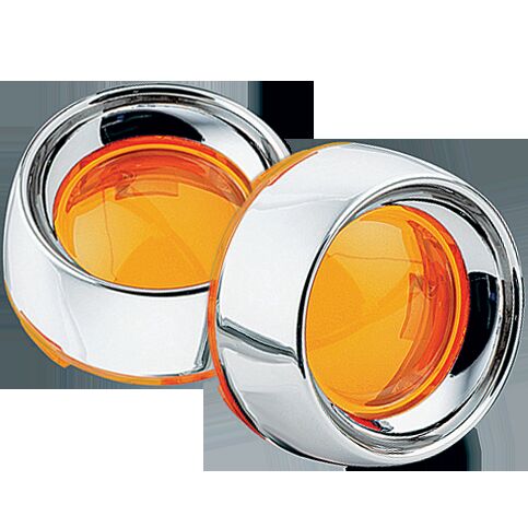 Kuryakyn Deep Dish Bezels With Amber Lenses In Chrome #KUR2108