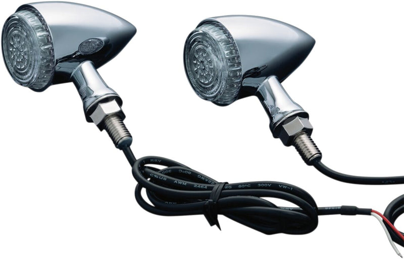Kuryakyn Rear ECE Approved Amber Torpedo L.E.D. Indicator Lights (Run-Turn-Brake) In Chrome