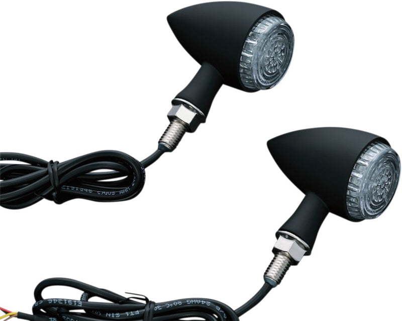 Kuryakyn Front ECE Approved Amber Torpedo L.E.D. Indicator Lights (Turn Only) In Matte Black #KUR2510