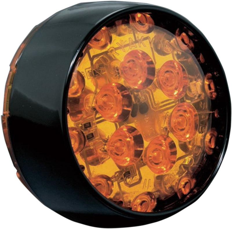 Kuryakyn ECE Compliant Bullet Style Amber L.E.D. Turn Signal Inserts With Amber Lens In Black #5474