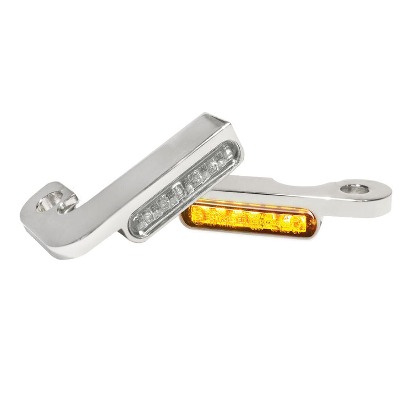 Heinz Bike LED Handlebar Turn Signals in Natural/Chrome For 1999-2017 FXD/FXDWG Models #HBTS-FX96-C