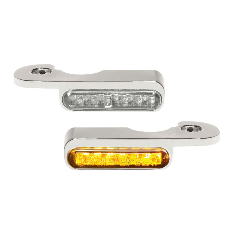 Heinz Bikes LED Handlebar Turn Signals in Natural/Chrome For 2013-2017 FXSB Models With Hydraulic Clutch #HBTS-FXSB-HC-C