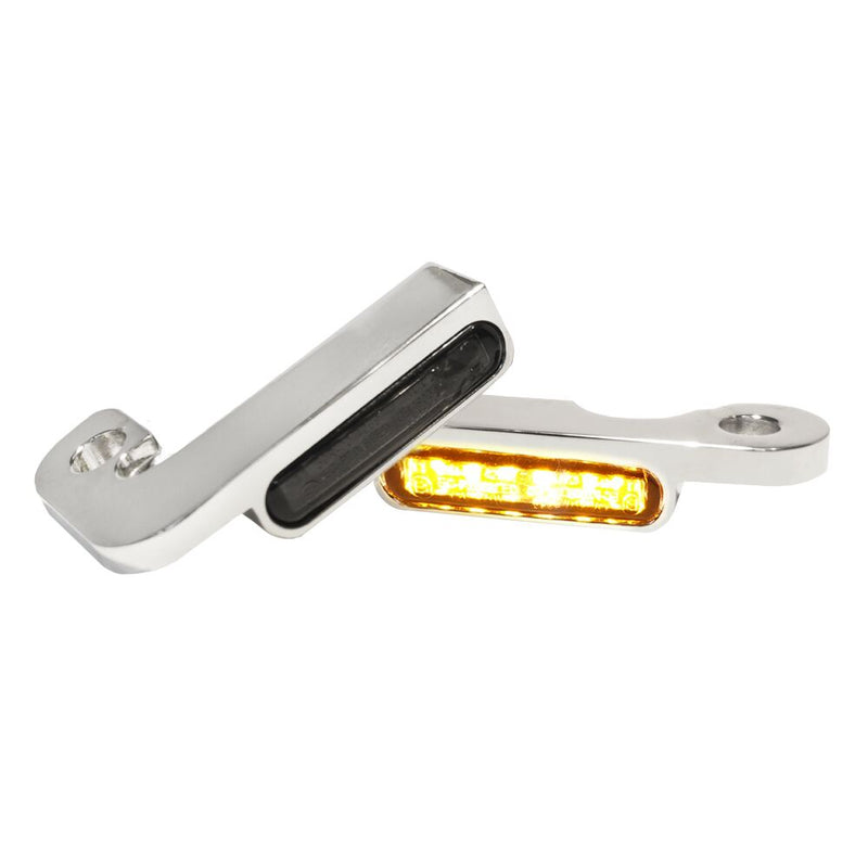 Heinz Bikes Handlebar Mounting LED Blinkers Amber/chrome for Harley-Davidson Touring, Dyna & FXR 1990-2014