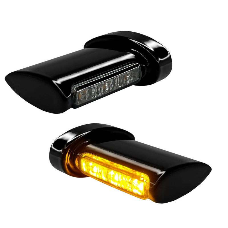 Heinz Bike Winglets LED Turn Signals in Aluminium/Black For 1995-2017 Dyna, 1993-2023 Softail, 1993-2022 Sportster, 2008-2013 Models