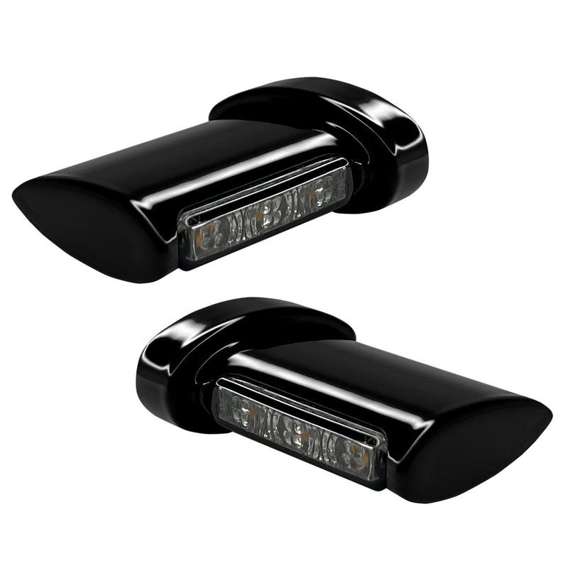 Heinz Bike Winglets LED Turn Signals in Aluminium/Black For 1995-2017 Dyna, 1993-2023 Softail, 1993-2022 Sportster, 2008-2013 Models #HBWLTS