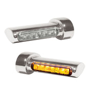 Heinz Bike Winglets LED Turn Signals in Natural/Chrome For 1995-2017 Dyna, 1993-2020 Softail, 1993-2020 Sportster, 2008-2013 Models