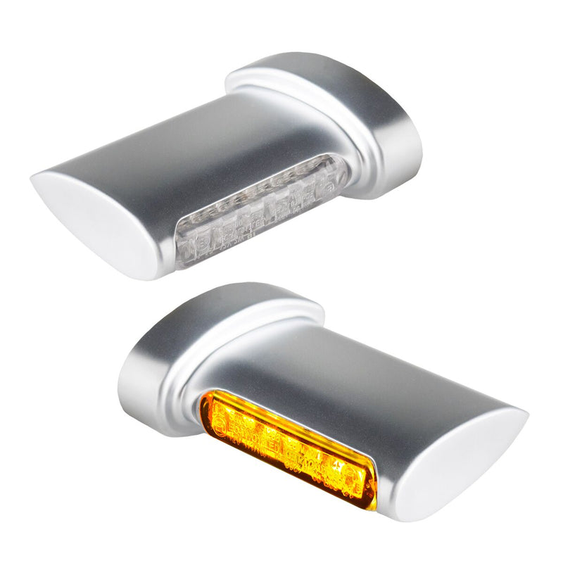Heinz Bike Winglets LED Turn Signals in Chrome/Satin For 1995-2017 Dyna, 1993-2020 Softail, 1993-2020 Sportster, 2008-2013 Models
