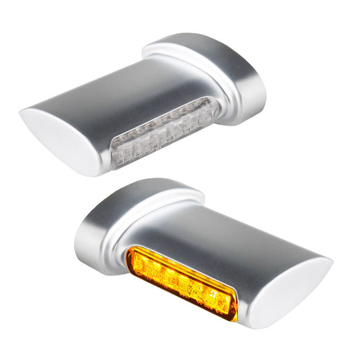 Heinz Bike Winglets LED Turn Signals in Chrome/Satin For 1995-2017 Dyna, 1993-2020 Softail, 1993-2020 Sportster, 2008-2013 Models