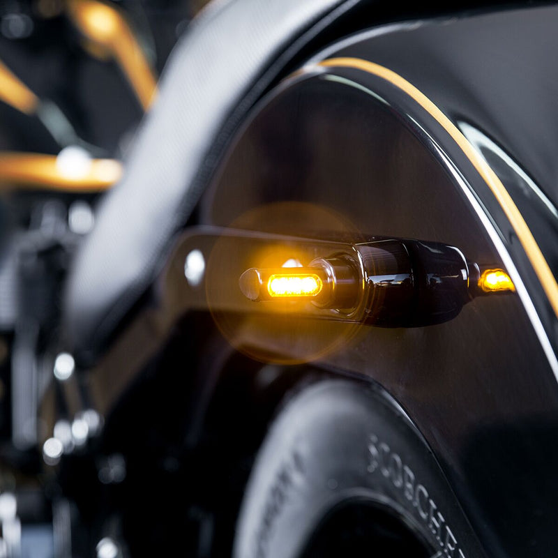 Heinz Bike Winglets Micro Fender Flasher in Chrome For 1993-2017 Dyna, 1993-2024 Softail, 1993-2024 Sportster, 2008-2013 Models #HBWLM-C