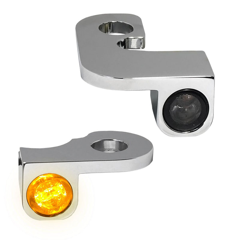 Heinz Bikes NANO Series LED Turn Signals H-D Handlebars in Chrome For 2000-2014 Softail (Except Breakout And S With Hydraulic Clutch) Models #HBTSN-FL-14-C