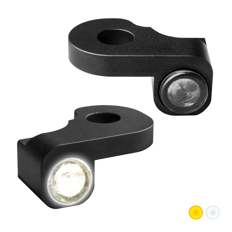 Heinz Bikes NANO Series LED Handlebar Turn Signals in Black With Position Light For 2014-2017 Softail S, Dyna S Models #HBTSN-S14-PL