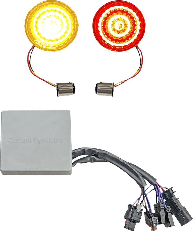 Custom Dynamics Smart LED Bullet Turn Signal Inserts - Brake Light /  Running Light /  Turn Signal, Kit for Harley-Davidson Softail 2018-2024