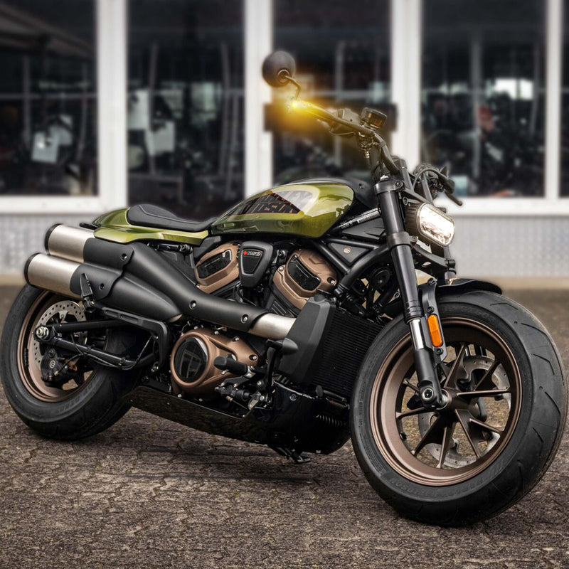 Heinz Bikes Nano Turn Signals In Black For 2021-2023 Sportster S Models