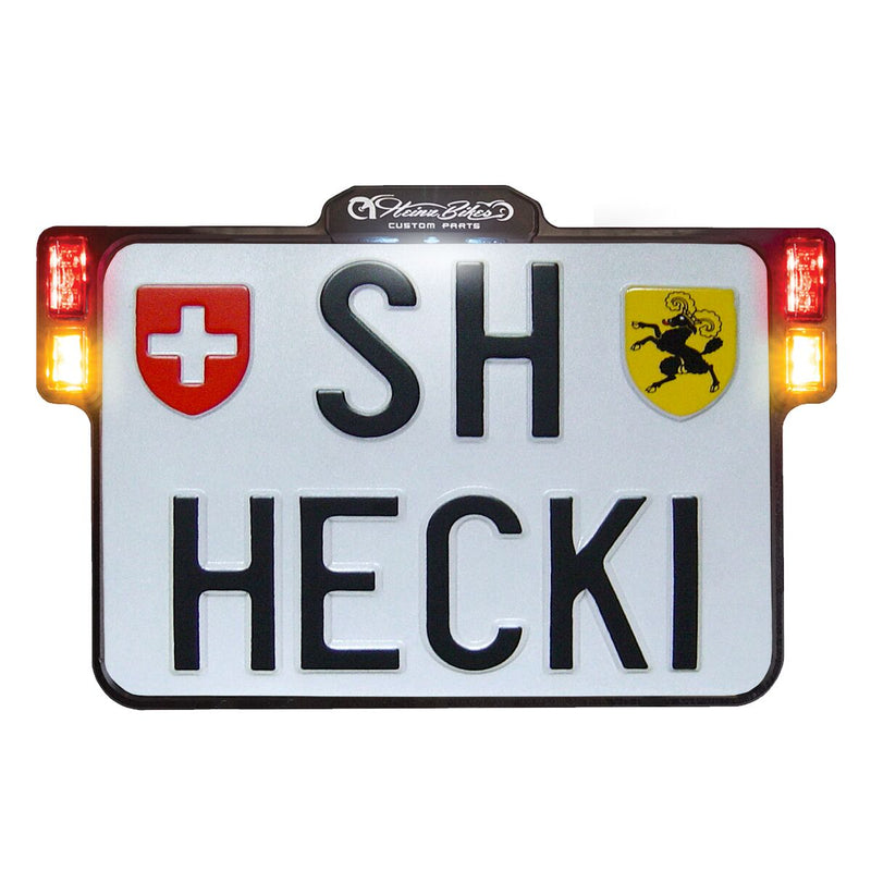 Heinz Bikes All-In-One 2.0 Licence Plate Holder W/ Led Plate Lights, Brake And Rear Lights #HBKZ2.0-MB-3TS-CH