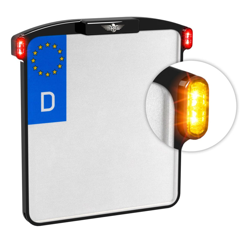 Heinz Bikes All In One Micro Licence Plate Holder In Black With Turn Signals, Brake Light & Taillight (Switzerland x