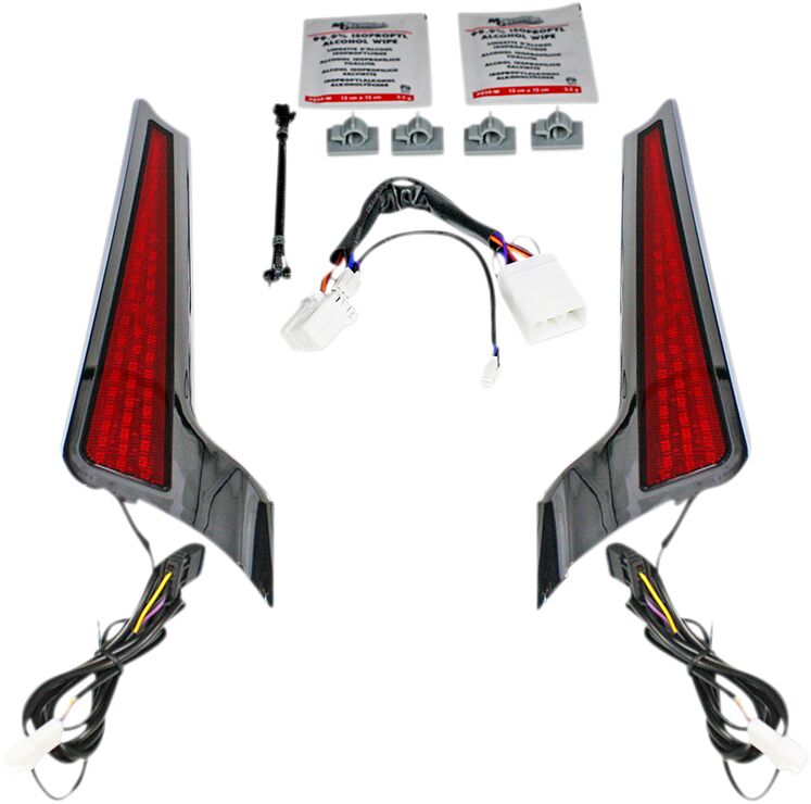 Custom Dynamics Chrome Fascia Led Light Panels w/Red Lens for 2006-2009 Harley-Davidson Street Glide Motorcycles