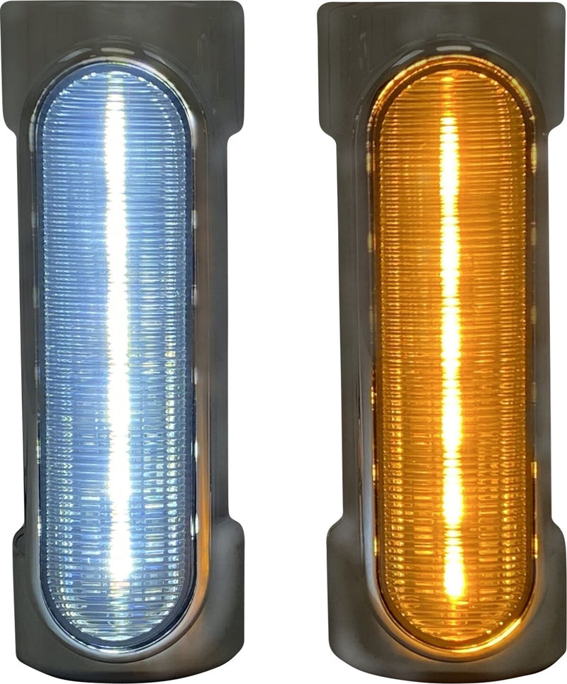 Custom Dynamics Chrome 1 1/4 in. X 4 7/8 in. Engine Guard LED Lights for Various Harley-Davidson Motorcycles (See Fitment List)