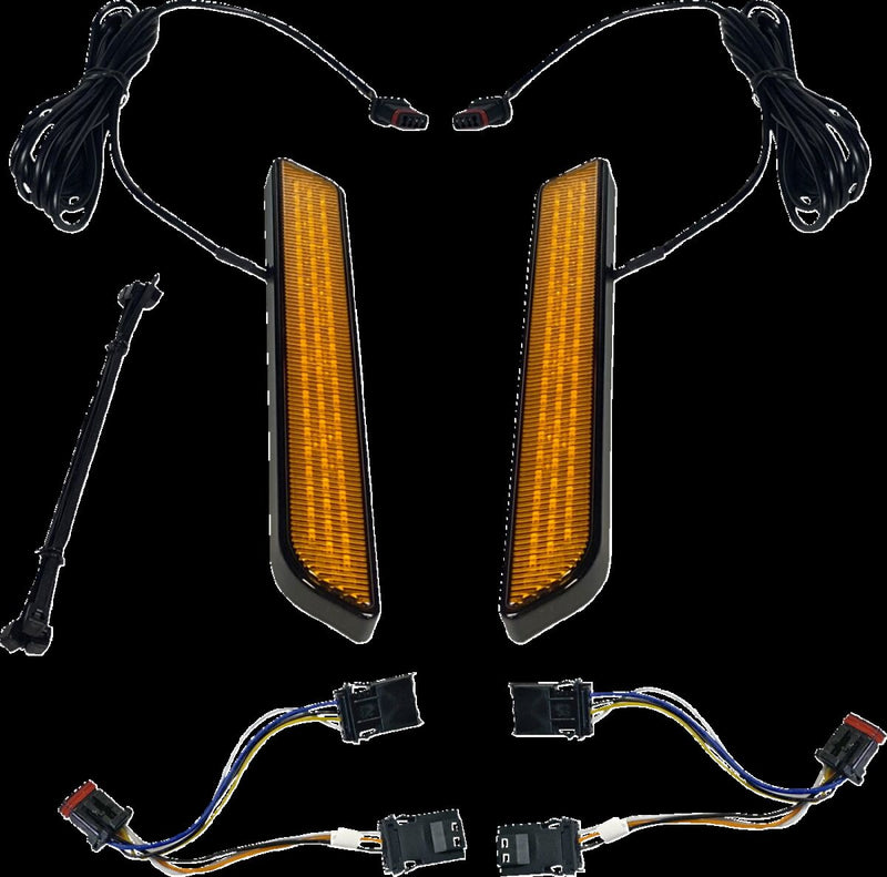Custom Dynamics Black LED Fork Lights w/Amber Lens for 2014-2025 Harley-Davidson Touring and 2014-2025 Harley-Davidson Trike Motorcycles