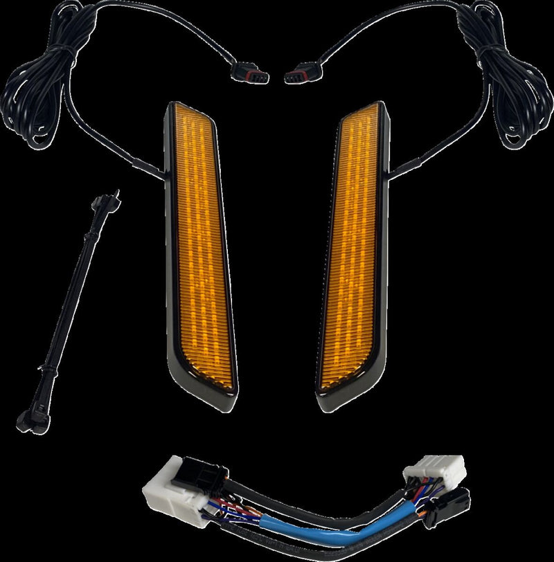 Custom Dynamics Black LED Fork Lights w/Amber Lens for Various Harley-Davidson Motorcycles (See Fitment List)