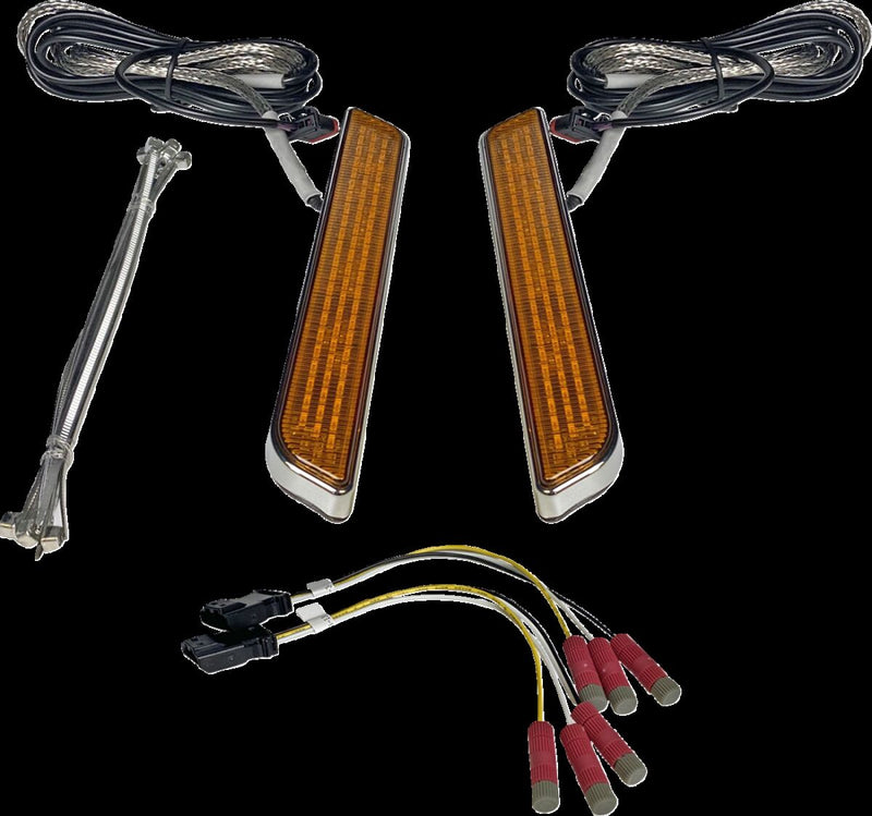 Custom Dynamics Universal Chrome Front LED Fork Light w/Amber Lens