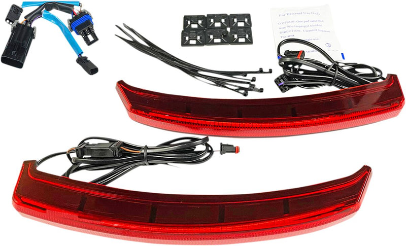 Custom Dynamics Low Profile Bagz w/Red Lens for 2022-2026 Indian Pursuit and 2020-2026 Indian Challenger Motorcycles