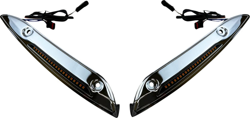Custom Dynamics Chrome LED Windshield Trim With Auxiliary Turn Signals for 2015-2025 Harley-Davidson Touring and 2023-2025 Harley-Davidson Trike Motorcycles