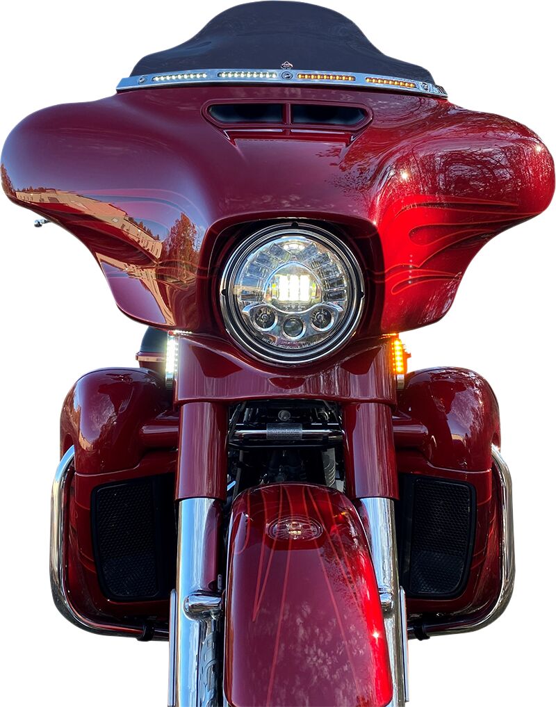 Custom Dynamics Chrome ProBeam Dynamic Strips V2 Front Turn Signals for 1996-2025 Harley-Davidson Touring Motorcycles