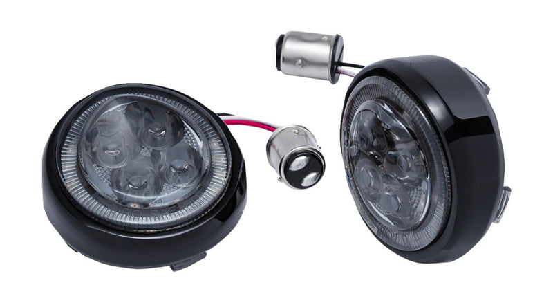 LED Lighted Fang® Rear Signal Light Inserts Dyna,
Softail,
Sportster,
Touring