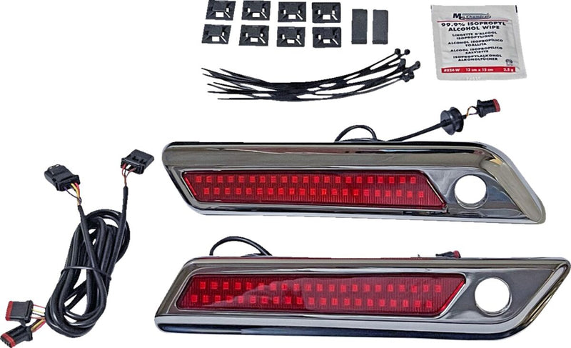 Custom Dynamics Chrome Saddlebag Hinge Dual Colour Accent Lights w/Red Lens for 2014-2025 Harley-Davidson Touring Motorcycles