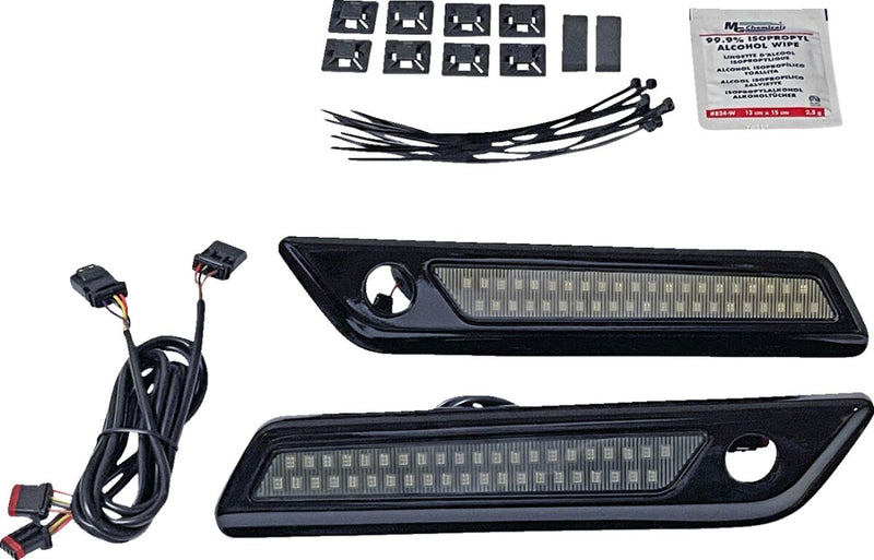 Custom Dynamics Black Saddlebag Hinge Dual Colour Accent Lights w/Smoke Lens for 2014-2025 Harley-Davidson Touring Motorcycles