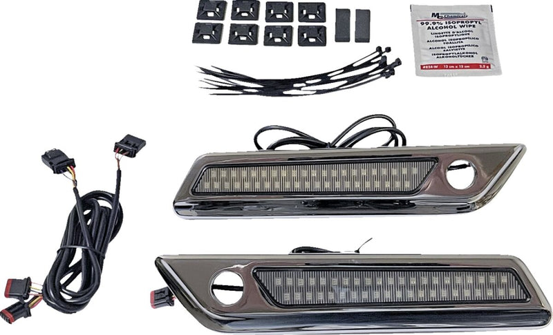 Custom Dynamics Chrome Saddlebag Hinge Dual Colour Accent Lights w/Smoke Lens for 2014-2025 Harley-Davidson Touring Motorcycles