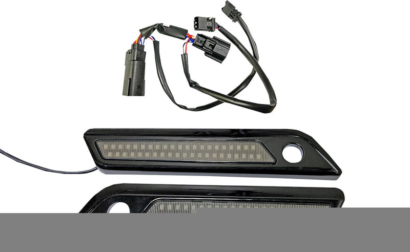 Custom Dynamics Black Saddlebag Hinge Dual Colour Accent Lights w/Smoke Lens for 2014-2025 Harley-Davidson Touring Motorcycles