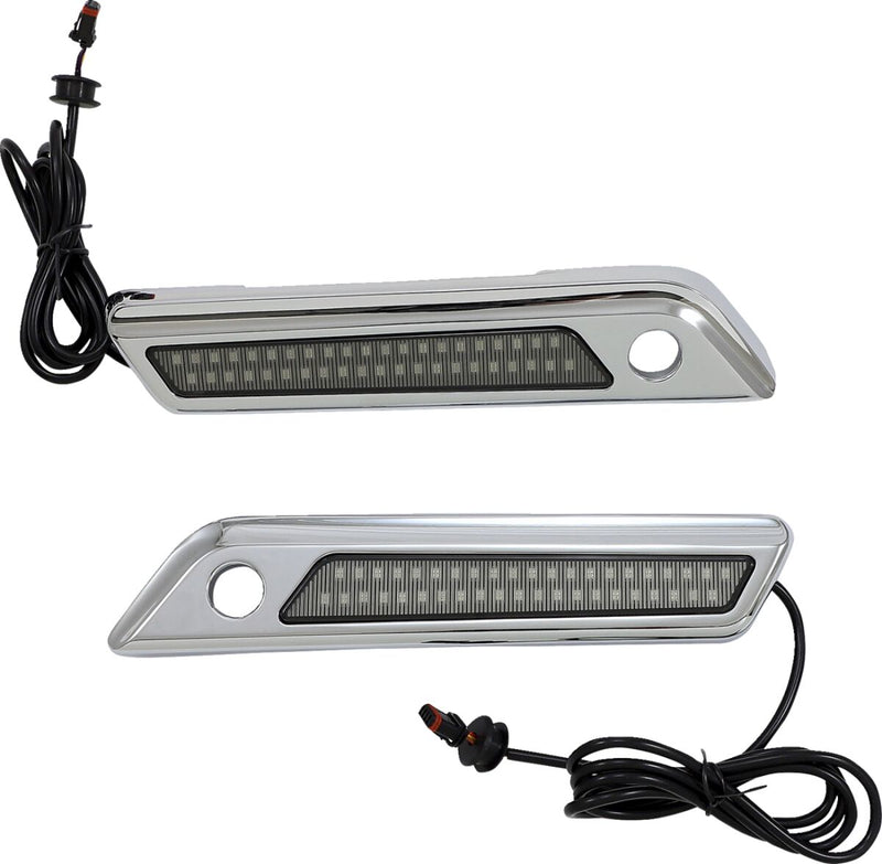 Custom Dynamics Chrome Saddlebag Hinge Dual Colour Accent Lights w/Smoke Lens for 2014-2025 Harley-Davidson Touring Motorcycles