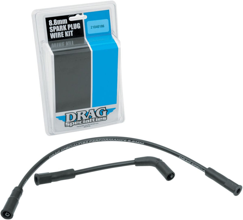 Drag Specialties 8.8 Mm Spark Plug Wire - Silicone, Pair, 23 cm (9") /  53,5 cm (21") - Black for Harley-Davidson Sportster 2007-2022