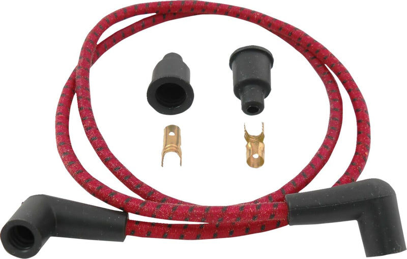 Drag Specialties Universal Braided Spark Plug Wires - Kit - Black / Red