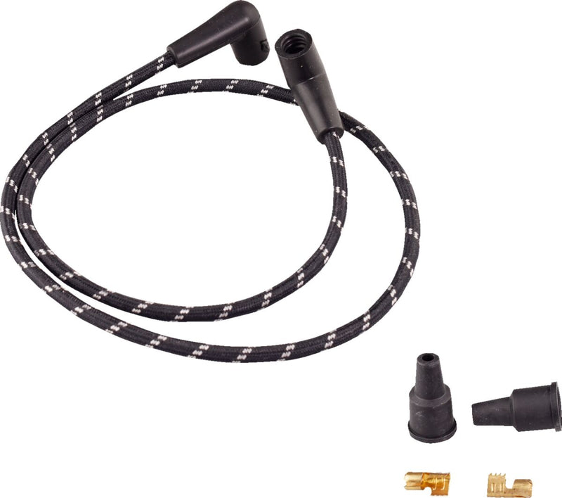Drag Specialties Universal Braided Spark Plug Wires - Kit - Black / White