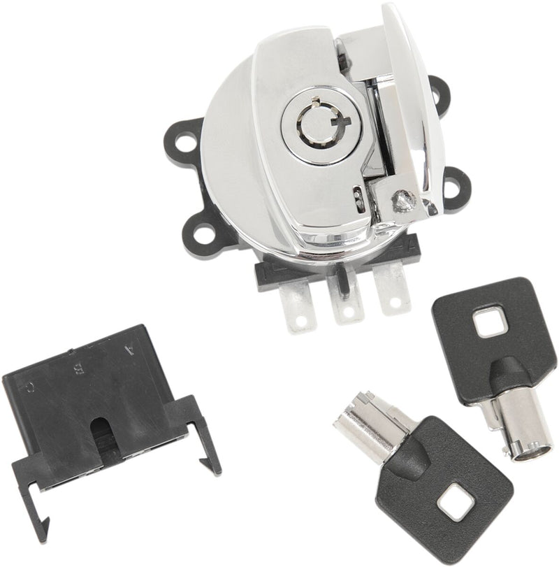 Drag Specialties Side Hinge Ignition Switch - Kit - Chrome for Harley-Davidson Touring, Softail & Dyna 2001-2013