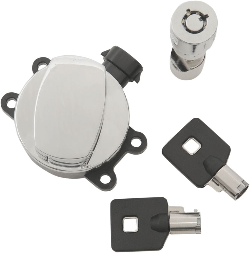 Drag Specialties Side Hinge Ignition Switch - Side Hinge /  with Fork Lock, Kit - Chrome for Harley-Davidson Softail 2011-2017