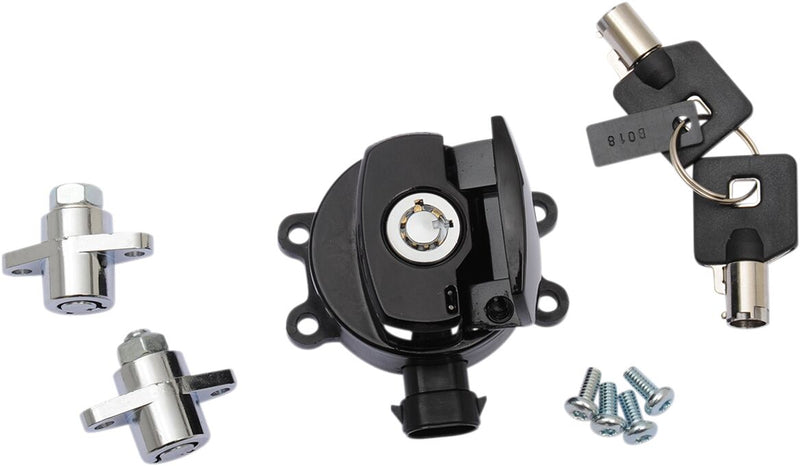 Drag Specialties Side Hinge Ignition Switch - Side Hinge /  with Saddlebag Lock, Kit - Black for Harley-Davidson Touring 2014-2024
