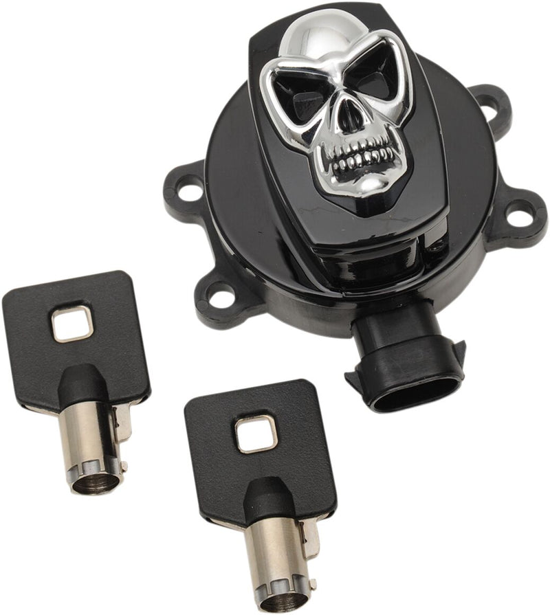 Drag Specialties Skull Ignition Switch - Each - Black / Gloss for Harley-Davidson Touring, Softail & Dyna 2011-2022
