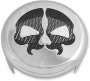 Drag Specialties Chrome w/Black Skull Split Skull Horn Cover