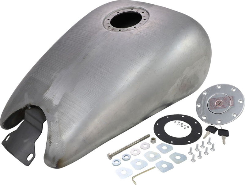 Drag Specialties One-piece 2" Extended Gas Tank - Steel, Each, Extended 2" /  Smooth Top - Raw for Harley-Davidson FXR 1984-1999