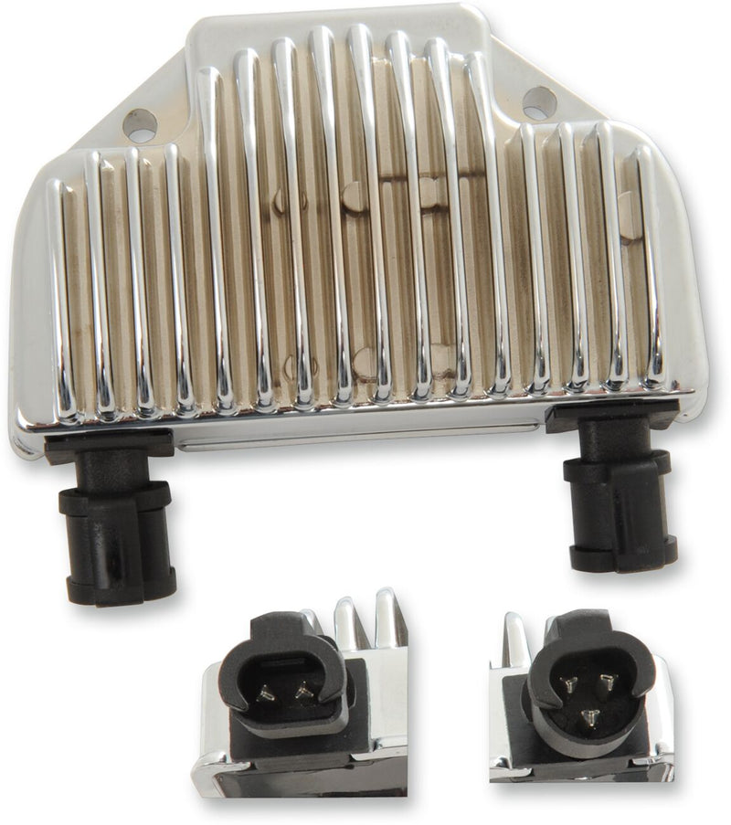 Drag Specialties Solid-state Regulator - Aluminum, Each - Chrome for Harley-Davidson Dyna 2008-2015