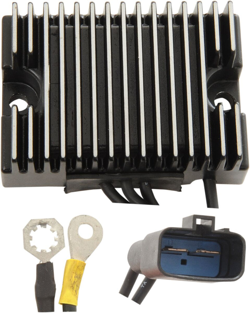 Drag Specialties Solid-state Regulator - Each, Aluminum - Black for Harley-Davidson Dyna 2000-2003