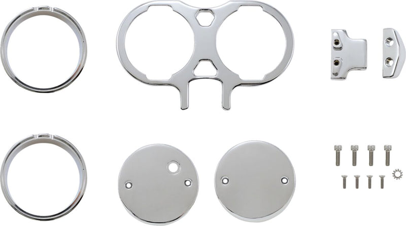 LA Choppers Gauge Mount for Performance Risers - Each, Billet Aluminum, Dual Gauge - Chrome for Harley-Davidson Sportster, Dyna & FXR 1999-2021