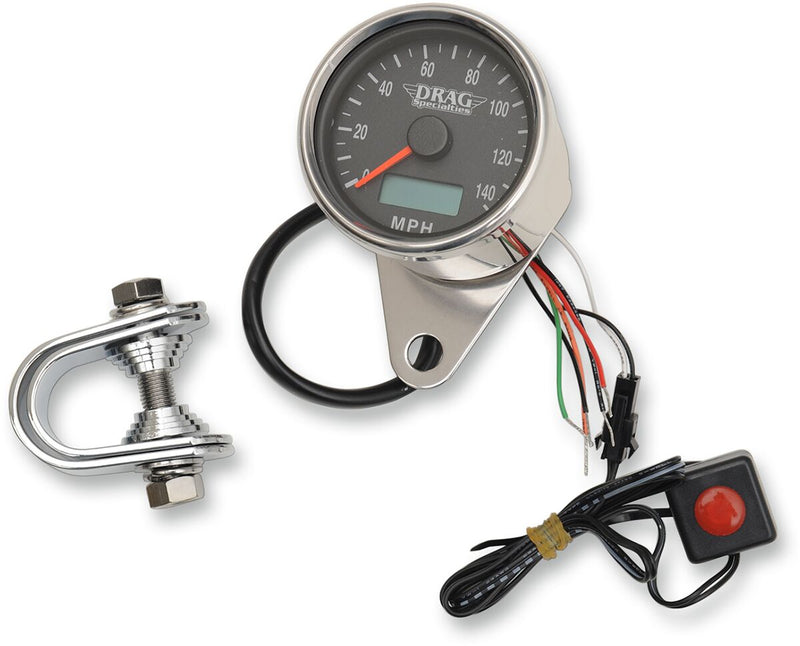 Drag Specialties Programmable Mini Electronic Speedometer with Odometer/tripmeter - Each, MPH